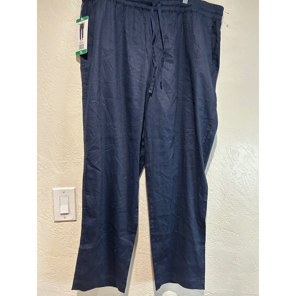 32 Degrees Cool Womens‎ XL Linen Blend Drawstring Pants Dark Indigo 1387154 NEW